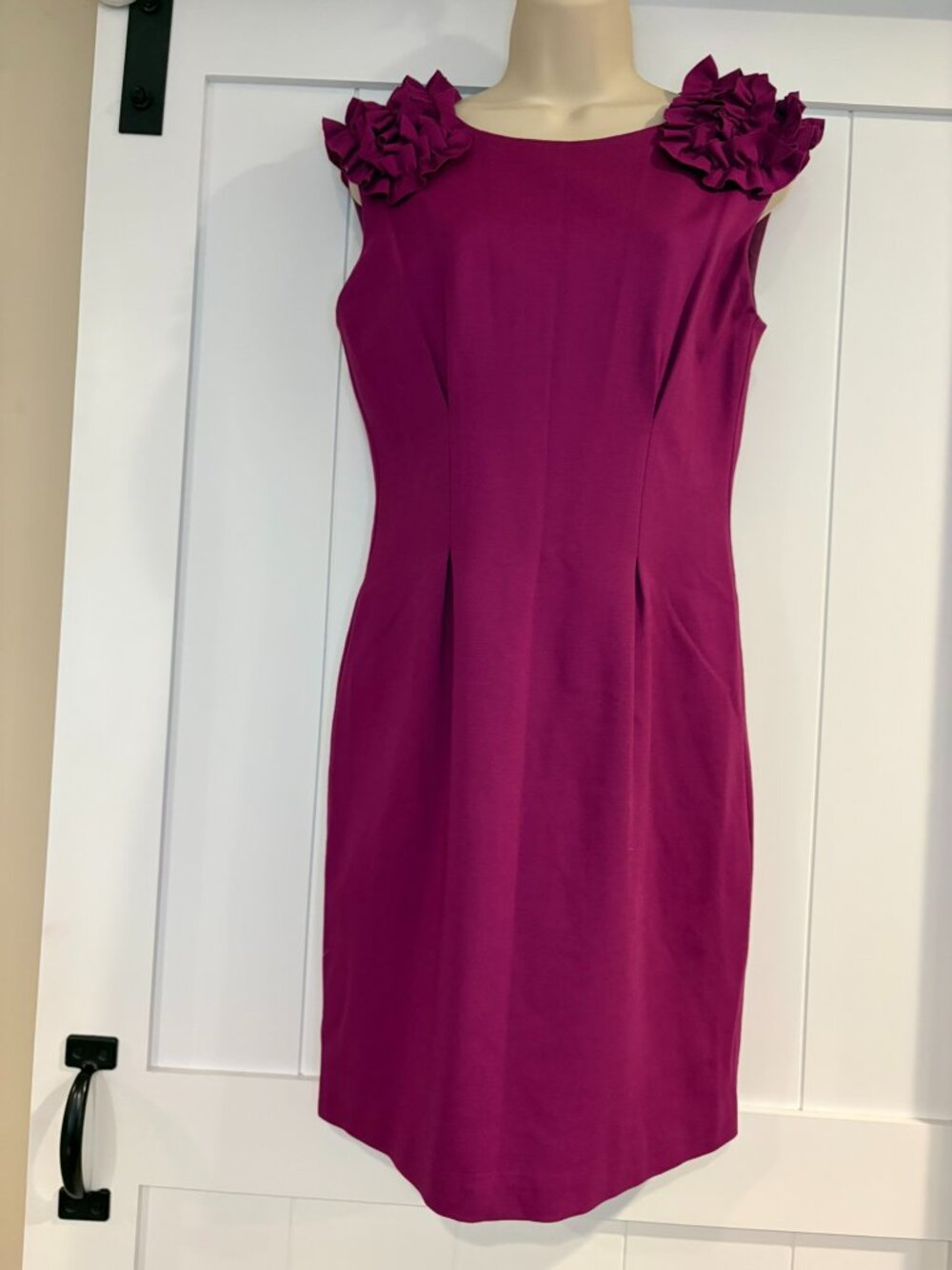 Trina Turk raspberry/fuchsia colored dress with shoulder 3D detailing , size 6